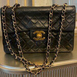 Chanel Caviar Leather Classic Jumbo Double Flap Black Bag
